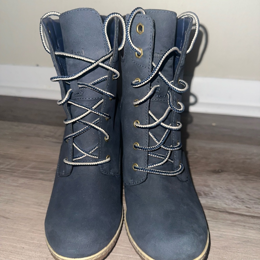 Timberland Women's Navy Heeled Boots - Picture 2 of 5